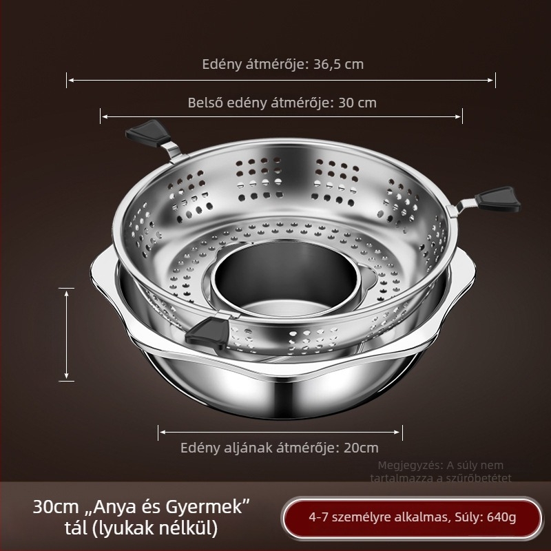 Rozsdamentes acélból készült kettős ízű forró fazék szeparátorral, 4,1–6 l, otthoni és professzionális használatra