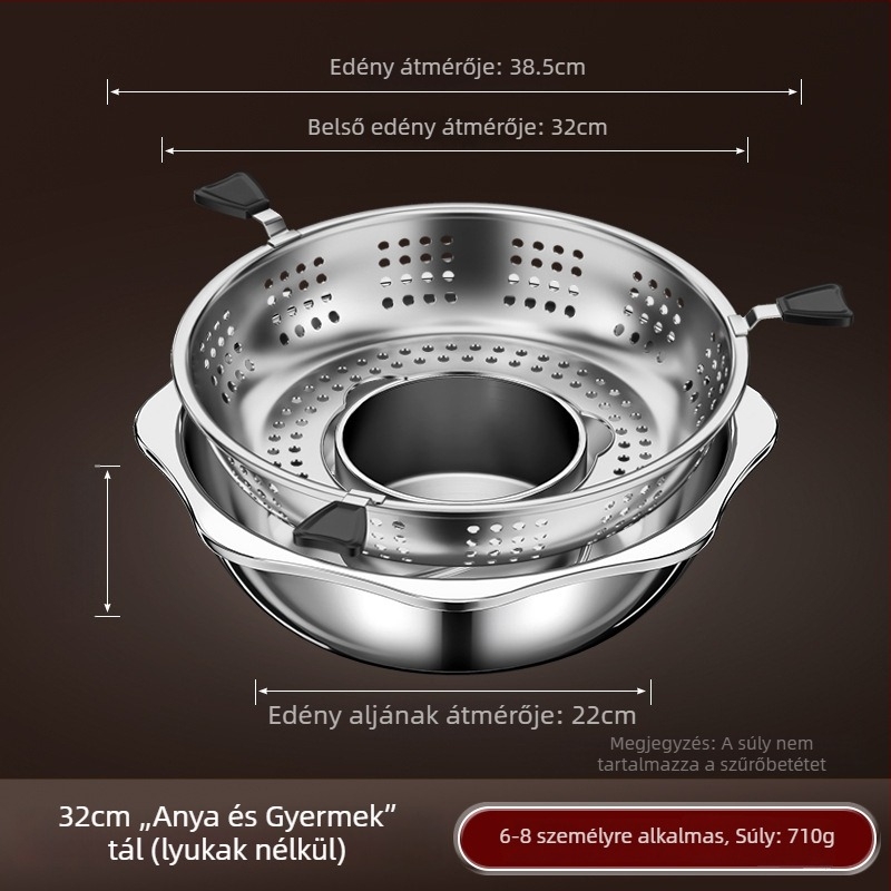 Rozsdamentes acélból készült kettős ízű forró fazék szeparátorral, 4,1–6 l, otthoni és professzionális használatra