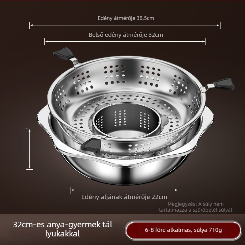 Rozsdamentes acélból készült kettős ízű forró fazék szeparátorral, 4,1–6 l, otthoni és professzionális használatra