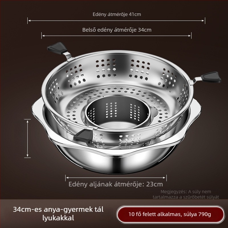 Rozsdamentes acélból készült kettős ízű forró fazék szeparátorral, 4,1–6 l, otthoni és professzionális használatra