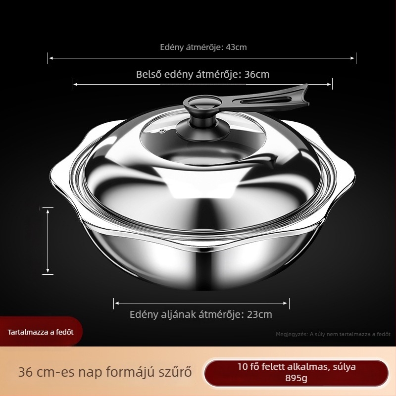 Rozsdamentes acélból készült kettős ízű forró fazék szeparátorral, 4,1–6 l, otthoni és professzionális használatra