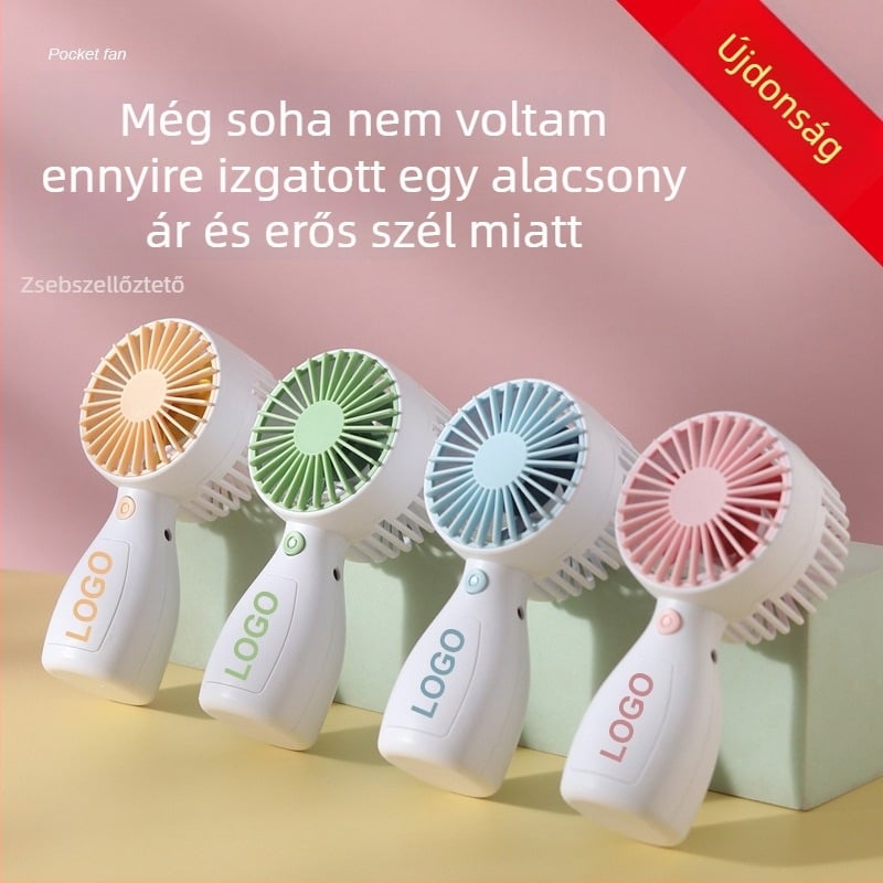 Mini USB-s újratölthető kézi ventilátor beépített akkumulátorral, 4 lapáttal, halk és kompakt