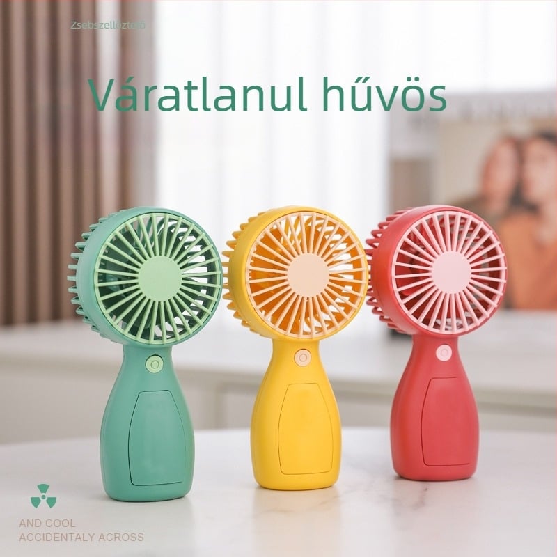 Mini USB-s újratölthető kézi ventilátor beépített akkumulátorral, 4 lapáttal, halk és kompakt