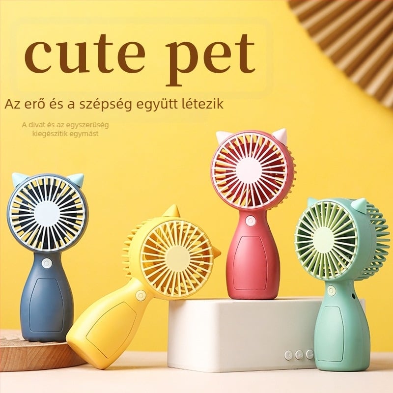 Mini USB-s újratölthető kézi ventilátor beépített akkumulátorral, 4 lapáttal, halk és kompakt