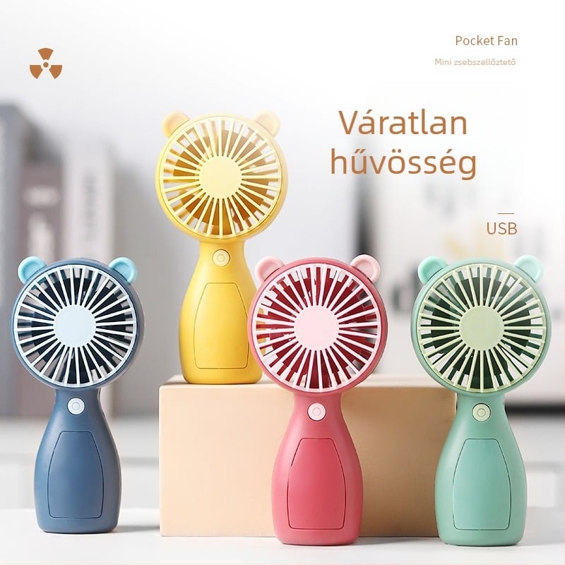 Mini USB-s újratölthető kézi ventilátor beépített akkumulátorral, 4 lapáttal, halk és kompakt