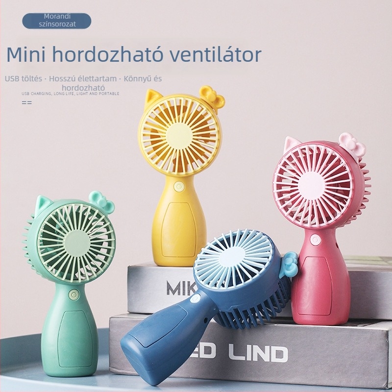 Mini USB-s újratölthető kézi ventilátor beépített akkumulátorral, 4 lapáttal, halk és kompakt