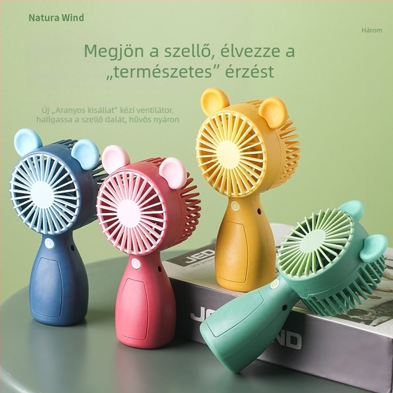 Mini USB-s újratölthető kézi ventilátor beépített akkumulátorral, 4 lapáttal, halk és kompakt