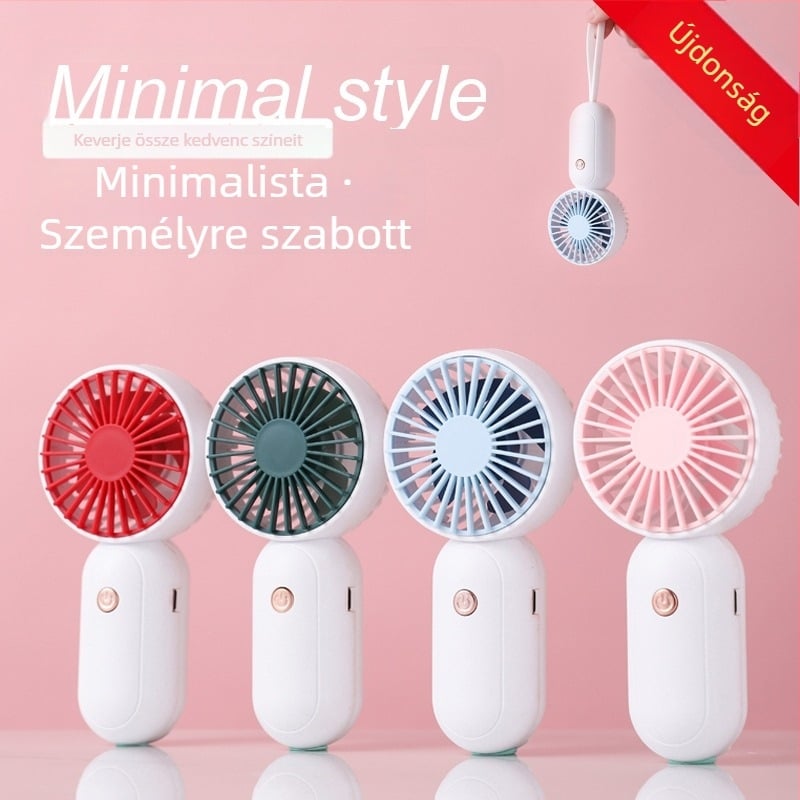Mini USB-s újratölthető kézi ventilátor beépített akkumulátorral, 4 lapáttal, halk és kompakt