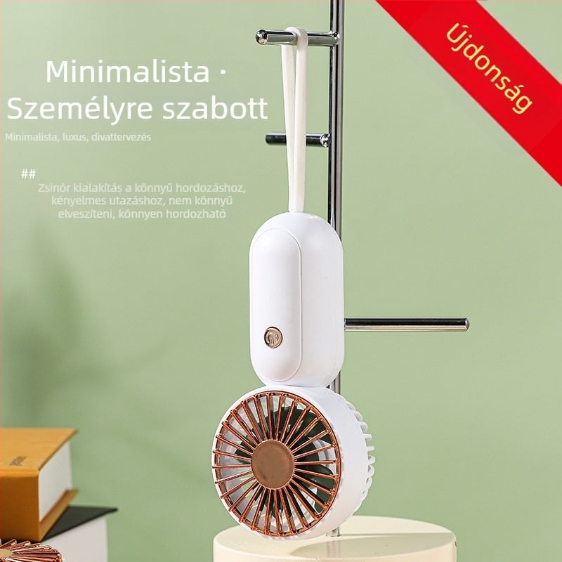 Mini USB-s újratölthető kézi ventilátor beépített akkumulátorral, 4 lapáttal, halk és kompakt