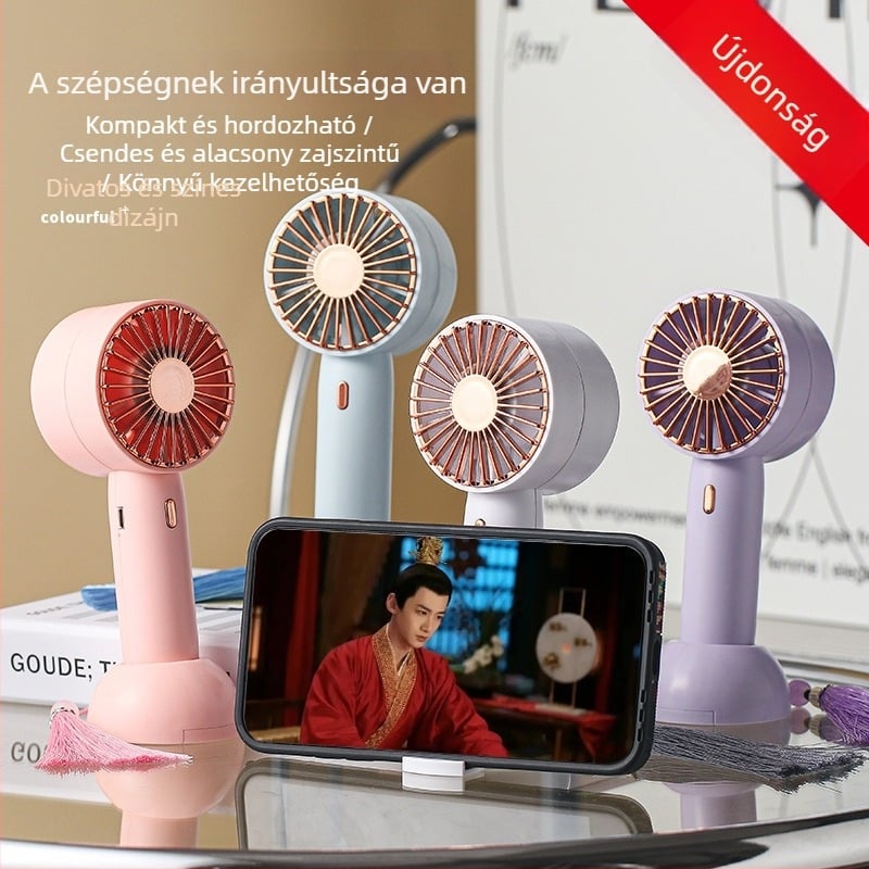 Mini USB-s újratölthető kézi ventilátor beépített akkumulátorral, 4 lapáttal, halk és kompakt