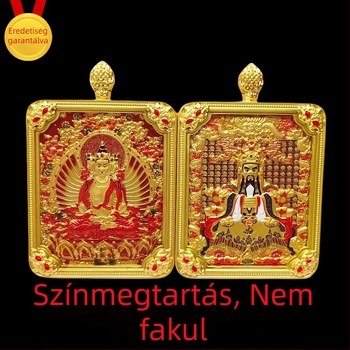 Tibeti thangka medál öt istenséggel és nyolc védőistennel, kézzel festett nyaklánc
