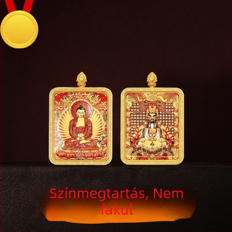 Tibeti thangka medál öt istenséggel és nyolc védőistennel, kézzel festett nyaklánc