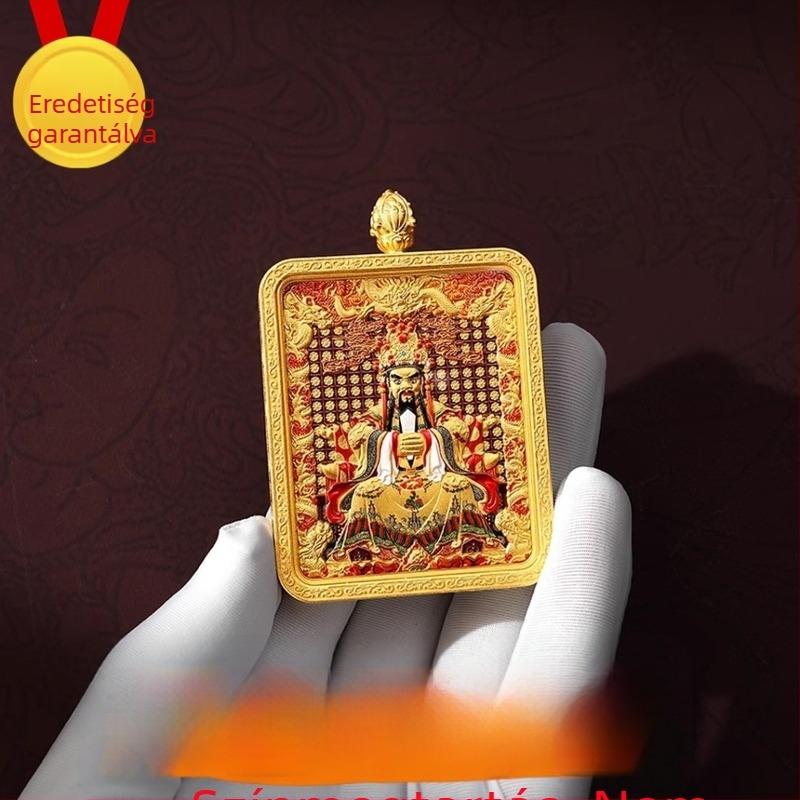 Tibeti thangka medál öt istenséggel és nyolc védőistennel, kézzel festett nyaklánc