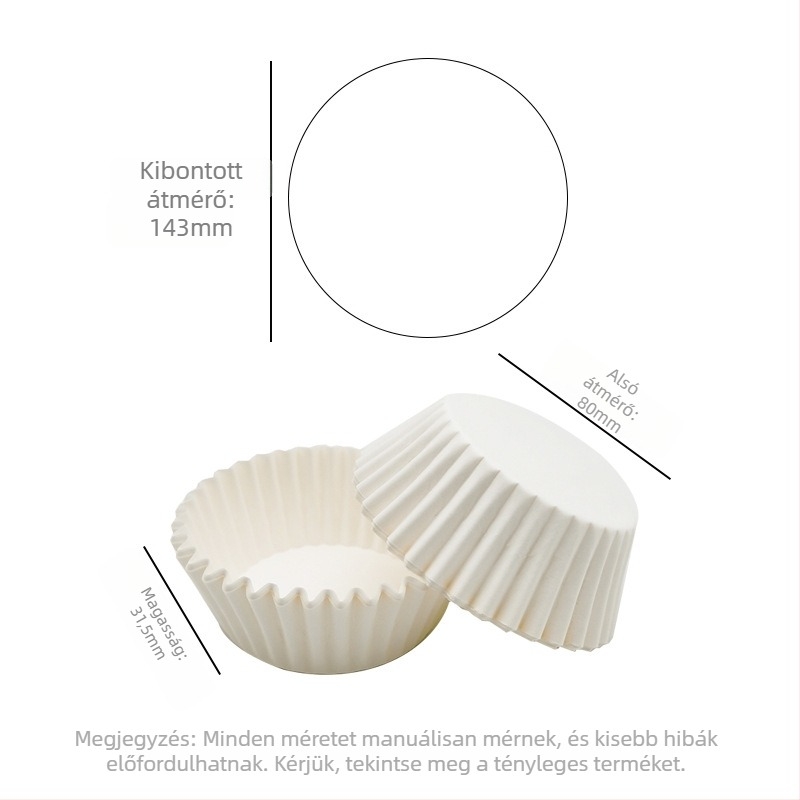 Zsírtűrő sütőpapír muffinformák, kör alakúak, szilikonolaj bevonattal, méretek nagy, közepes és kis