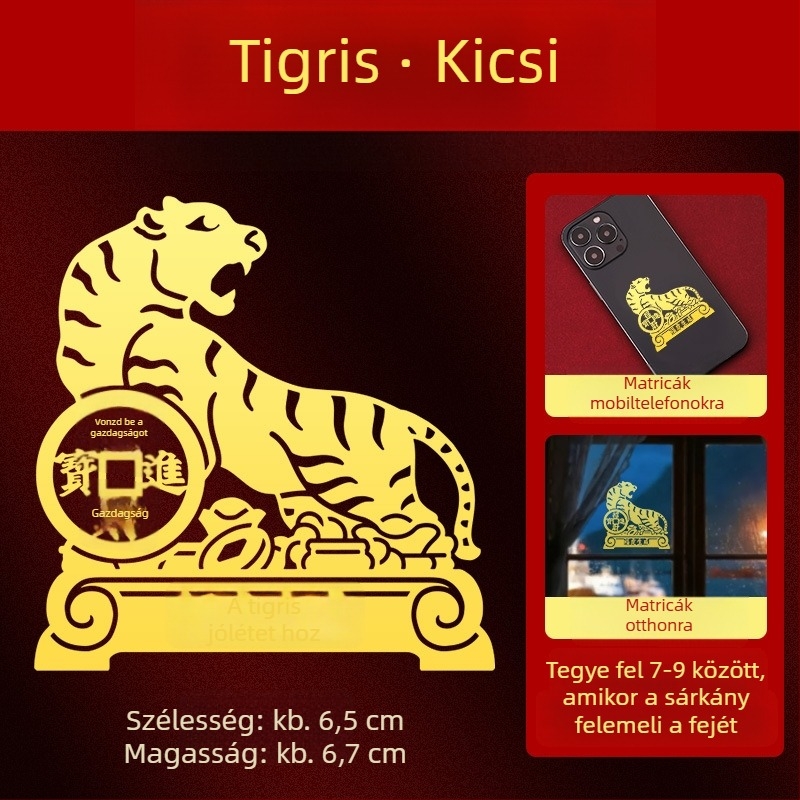 Fém Zodiákus matricák — 12 állatjel motívumokkal: sárkány, ökör, disznó, kígyó a telefon díszítéséhez