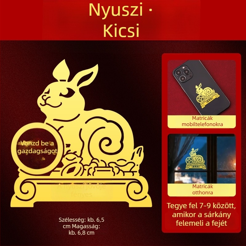 Fém Zodiákus matricák — 12 állatjel motívumokkal: sárkány, ökör, disznó, kígyó a telefon díszítéséhez