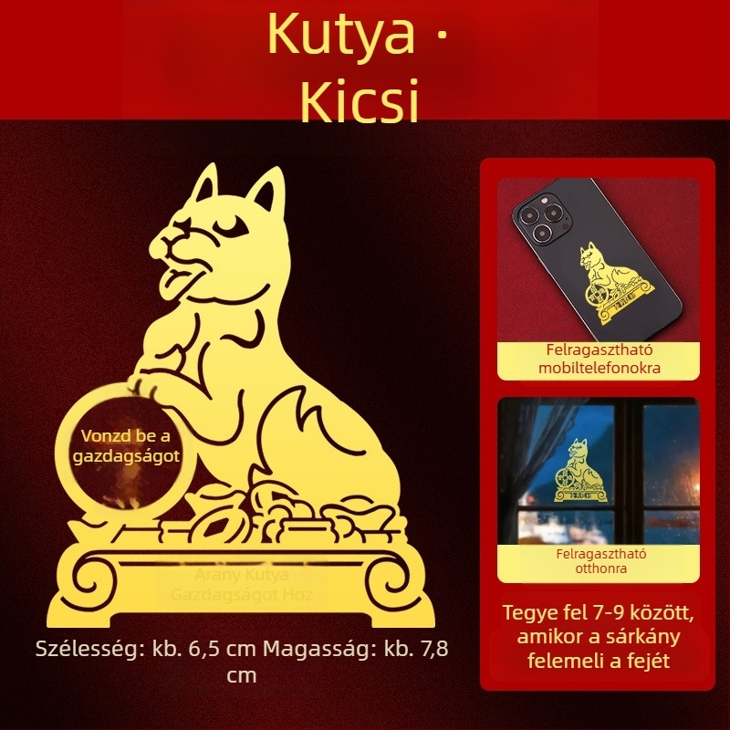 Fém Zodiákus matricák — 12 állatjel motívumokkal: sárkány, ökör, disznó, kígyó a telefon díszítéséhez