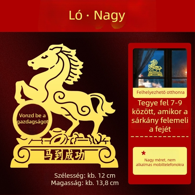 Fém Zodiákus matricák — 12 állatjel motívumokkal: sárkány, ökör, disznó, kígyó a telefon díszítéséhez