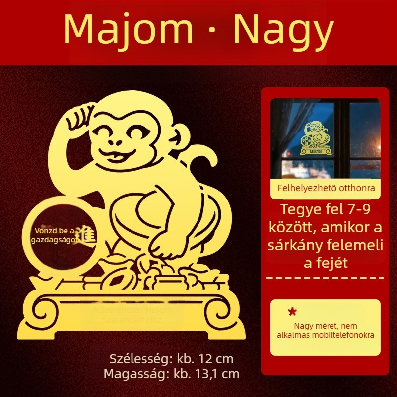 Fém Zodiákus matricák — 12 állatjel motívumokkal: sárkány, ökör, disznó, kígyó a telefon díszítéséhez