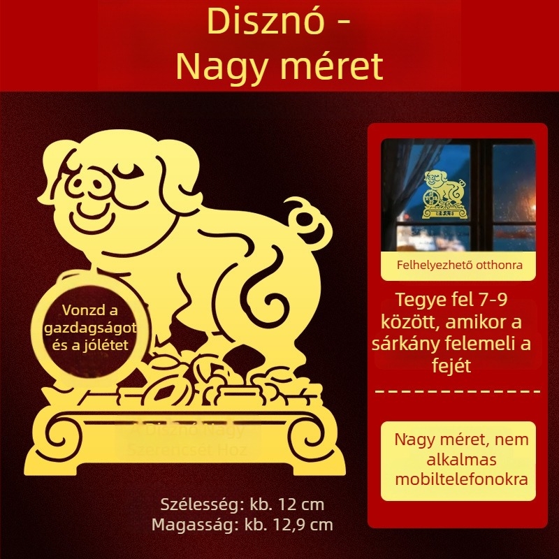 Fém Zodiákus matricák — 12 állatjel motívumokkal: sárkány, ökör, disznó, kígyó a telefon díszítéséhez