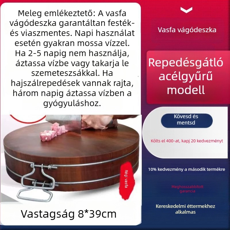 Valódi vietnámi vasfa vágódeszka, kerek tömörfa konyhai deszka otthoni használatra