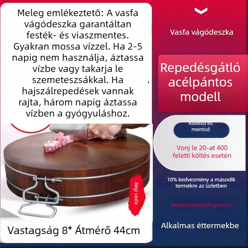 Valódi vietnámi vasfa vágódeszka, kerek tömörfa konyhai deszka otthoni használatra