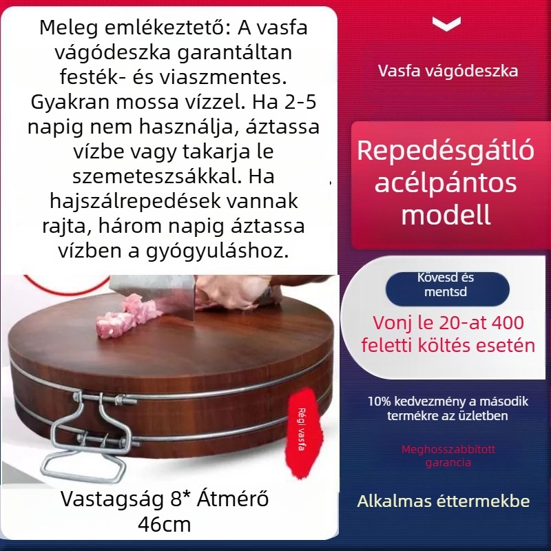 Valódi vietnámi vasfa vágódeszka, kerek tömörfa konyhai deszka otthoni használatra