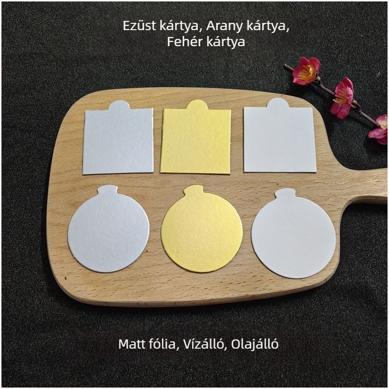 Sűrű arany mousse alapú papírtálca sütőpapírral, kis süteményekhez és desszertekhez, kerek és négyszögletes formák, 5 cm, 4 darabos készlet