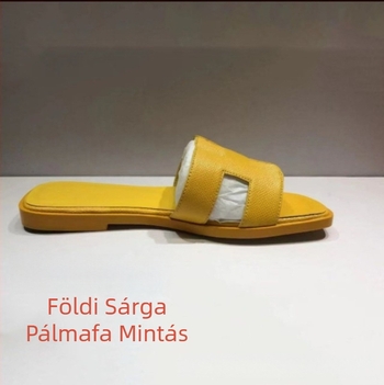 Női papucs patent bőrrel, egypántos, mindennapi lapos talpú