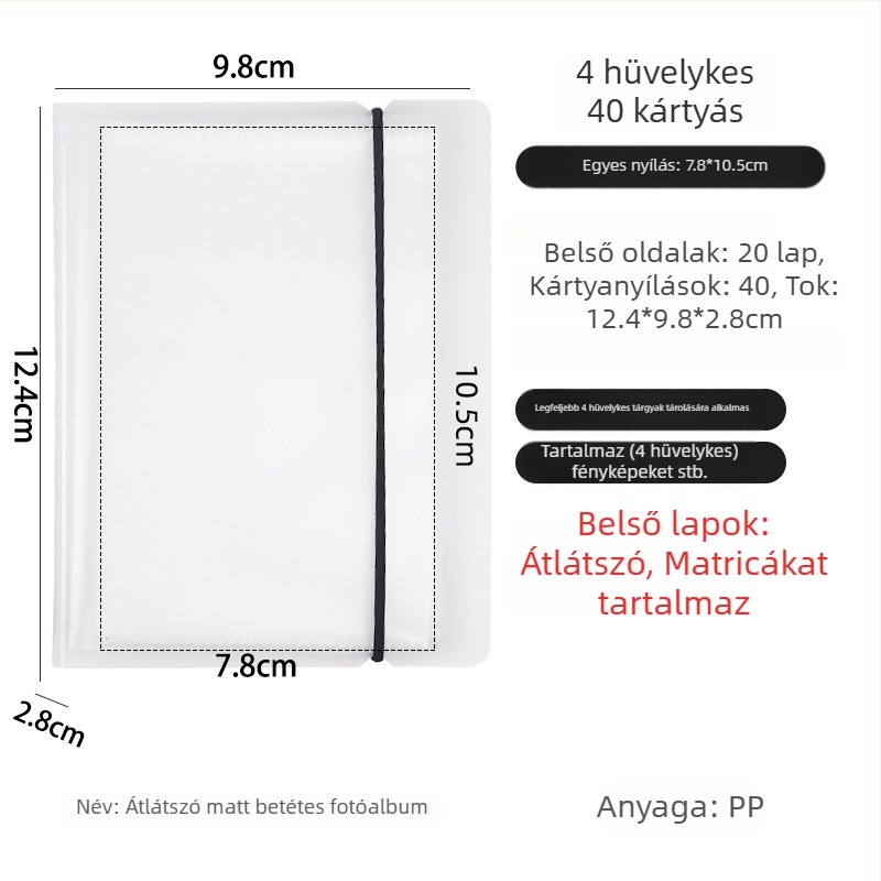 3 hüvelykes fotóalbum tárolórekeszekkel Polaroid-stílusú fényképekhez, fényképgyűjtemény, kis kártyák és postai képek számára, több méretű tárolóalbum.