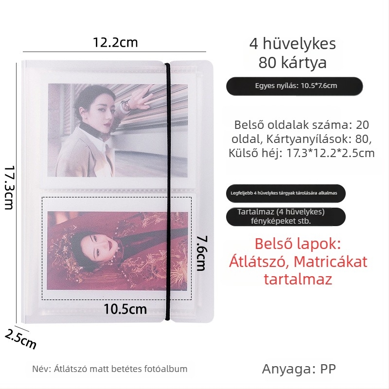 3 hüvelykes fotóalbum tárolórekeszekkel Polaroid-stílusú fényképekhez, fényképgyűjtemény, kis kártyák és postai képek számára, több méretű tárolóalbum.