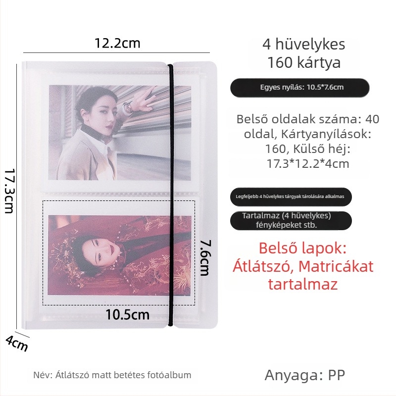 3 hüvelykes fotóalbum tárolórekeszekkel Polaroid-stílusú fényképekhez, fényképgyűjtemény, kis kártyák és postai képek számára, több méretű tárolóalbum.