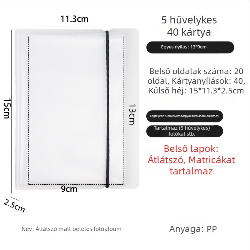 3 hüvelykes fotóalbum tárolórekeszekkel Polaroid-stílusú fényképekhez, fényképgyűjtemény, kis kártyák és postai képek számára, több méretű tárolóalbum.