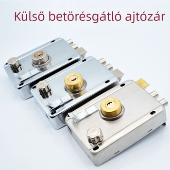 Régi stílusú betörés elleni ajtózár külső ajtóra, acélból, teljes készlet