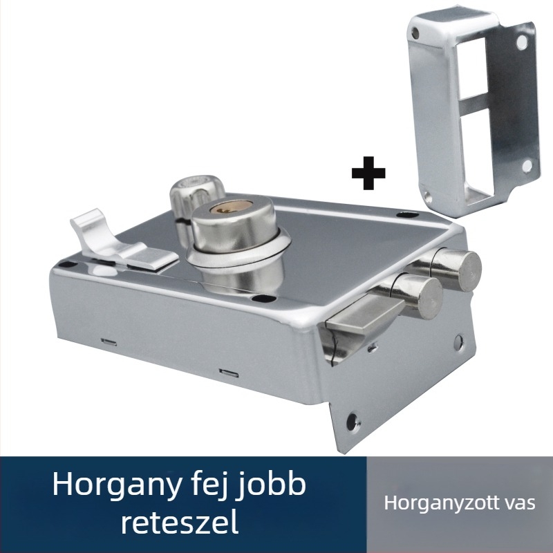Régi stílusú betörés elleni ajtózár külső ajtóra, acélból, teljes készlet
