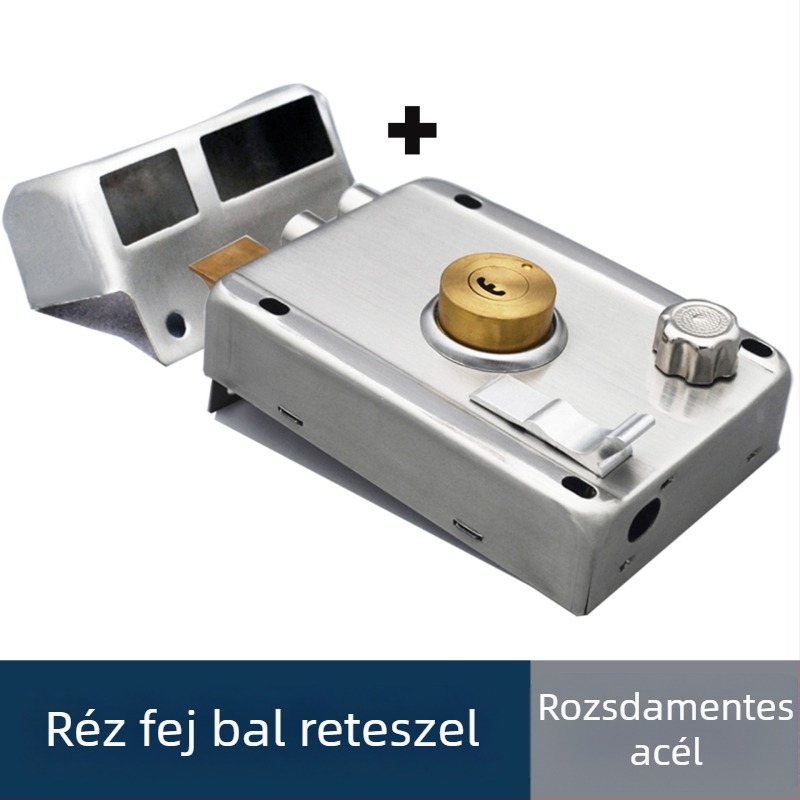 Régi stílusú betörés elleni ajtózár külső ajtóra, acélból, teljes készlet