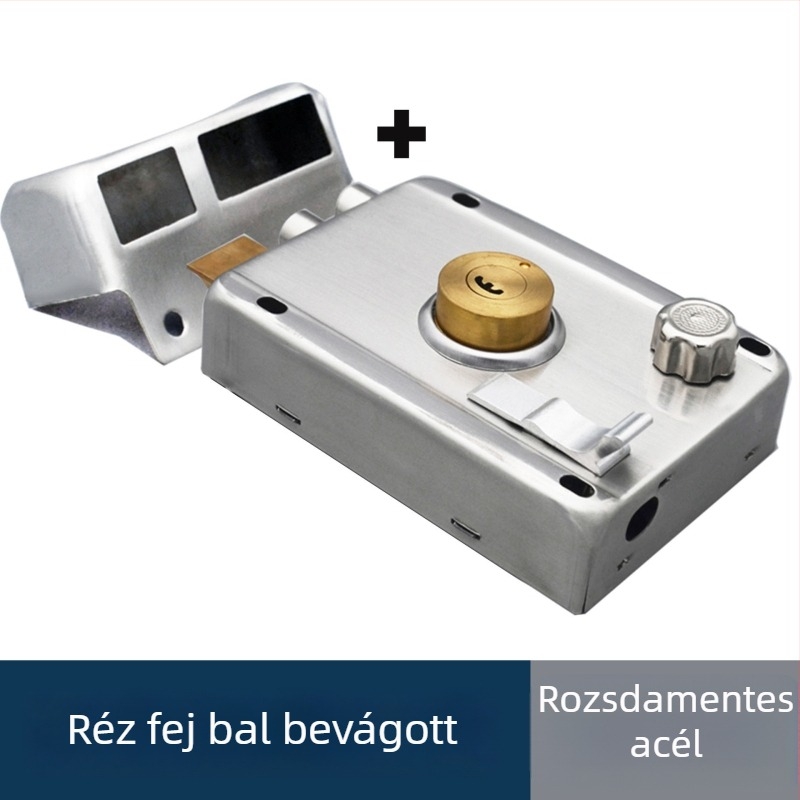 Régi stílusú betörés elleni ajtózár külső ajtóra, acélból, teljes készlet