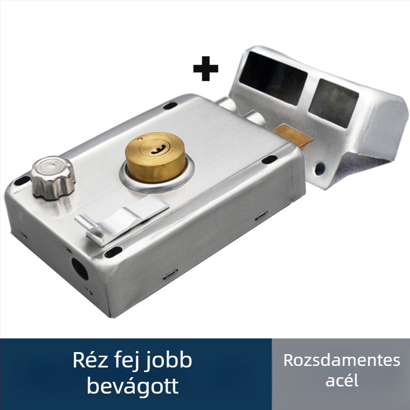 Régi stílusú betörés elleni ajtózár külső ajtóra, acélból, teljes készlet