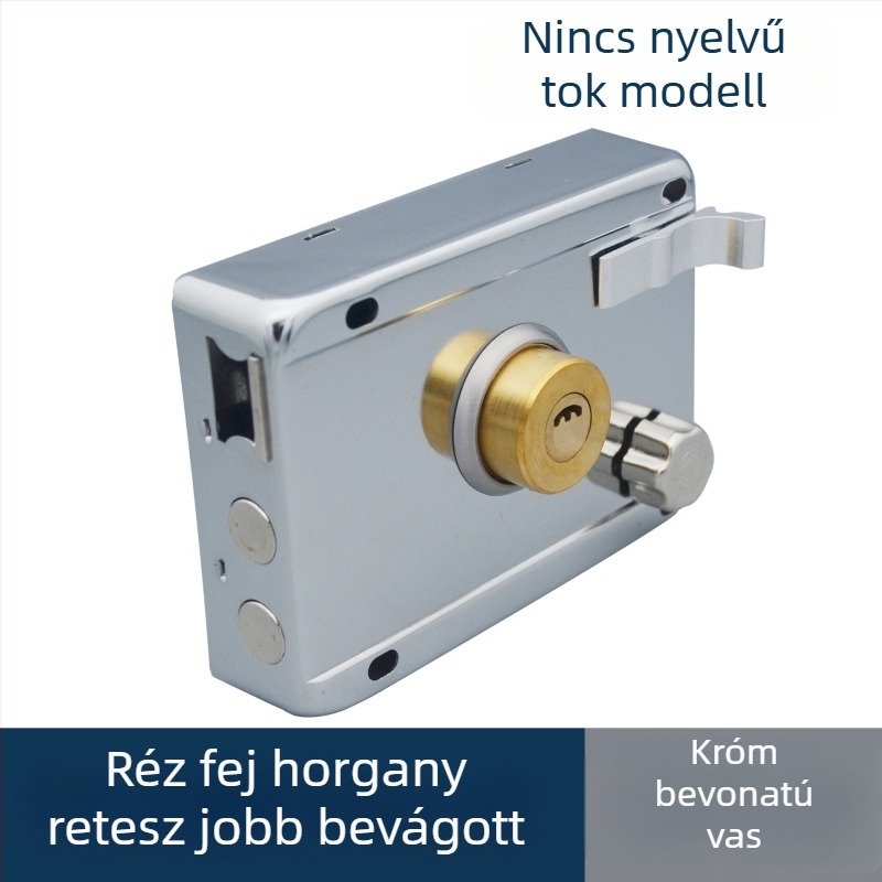 Régi stílusú betörés elleni ajtózár külső ajtóra, acélból, teljes készlet