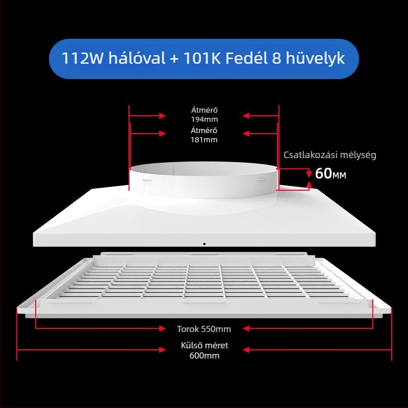 ABS műanyag rács központi klímaberendezéshez, légterelő diffúzor, 300×300 mm
