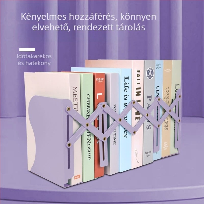 Teleszkópos fém könyvállvány, összecsukható könyvespolc karikatúra dizájnnal diákok számára