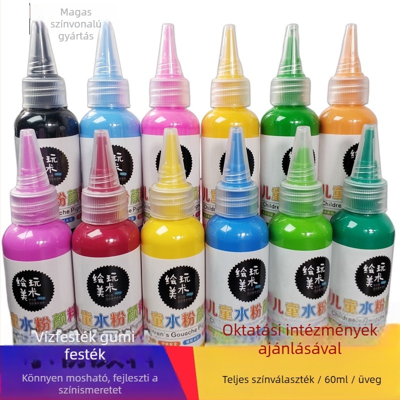 60 ml gyermekeknek gouache festék készlet – mosható, kreatív ujjfestés, DIY graffiti