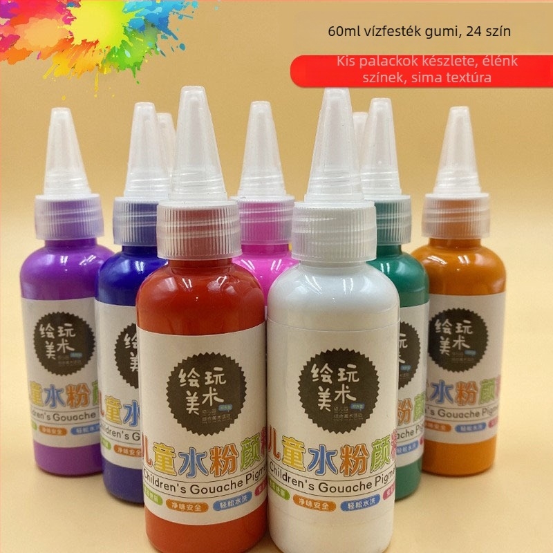 60 ml gyermekeknek gouache festék készlet – mosható, kreatív ujjfestés, DIY graffiti