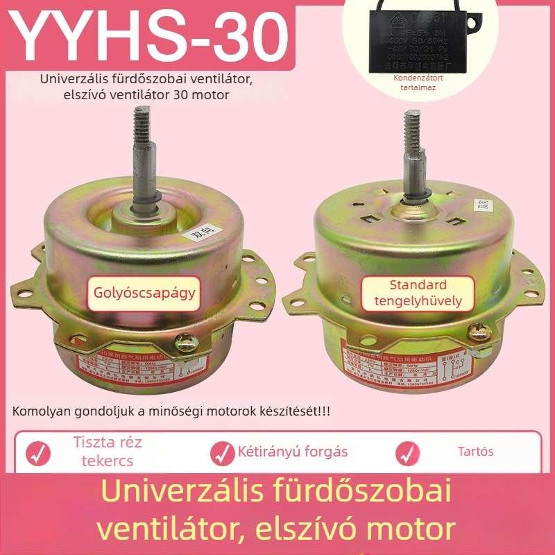 YYHS-30/40 Integrált mennyezeti szellőző ventilátor motor, univerzális tiszta rézhuzalos motor golyóscsapágyakkal