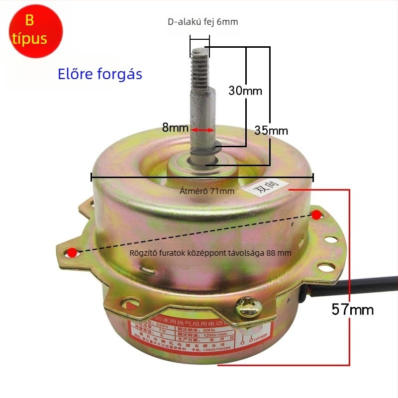 YYHS-30/40 Integrált mennyezeti szellőző ventilátor motor, univerzális tiszta rézhuzalos motor golyóscsapágyakkal