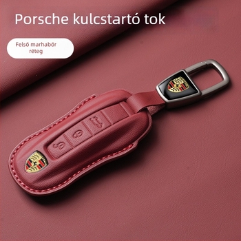 Porsche kulcsvédő tok, bőr, magas minőségű, kompatibilis Panamera, 718, Cayenne, Macan és 911