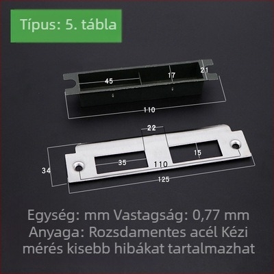 Fából készült ajtó zár készlet: zártest, keretvezető lemez, zárólemez, szélső szalag