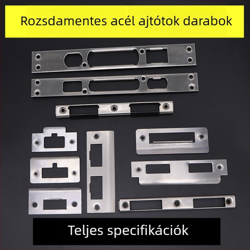 Fából készült ajtó zár készlet: zártest, keretvezető lemez, zárólemez, szélső szalag
