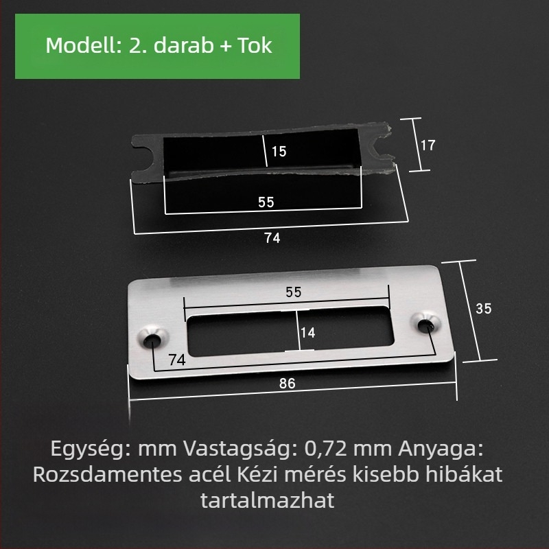 Fából készült ajtó zár készlet: zártest, keretvezető lemez, zárólemez, szélső szalag