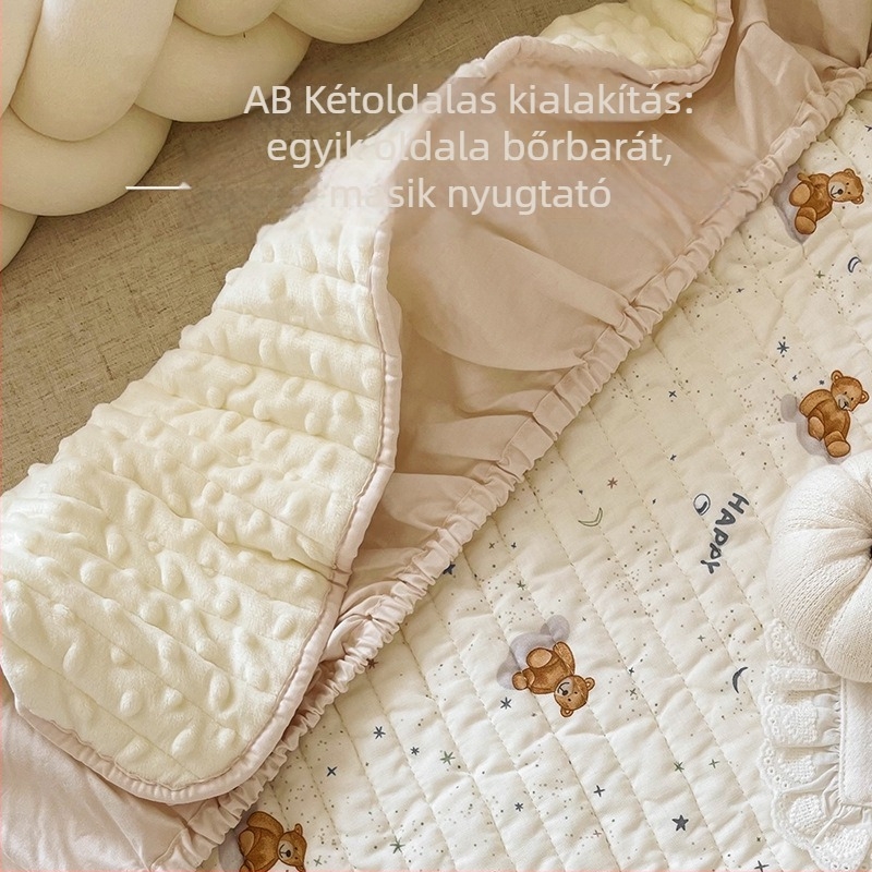 Baba bölcsőjéhez illő gumis lepedő és vastag töltésű matracvédő, 100% pamut, Bean Velvet, A osztály